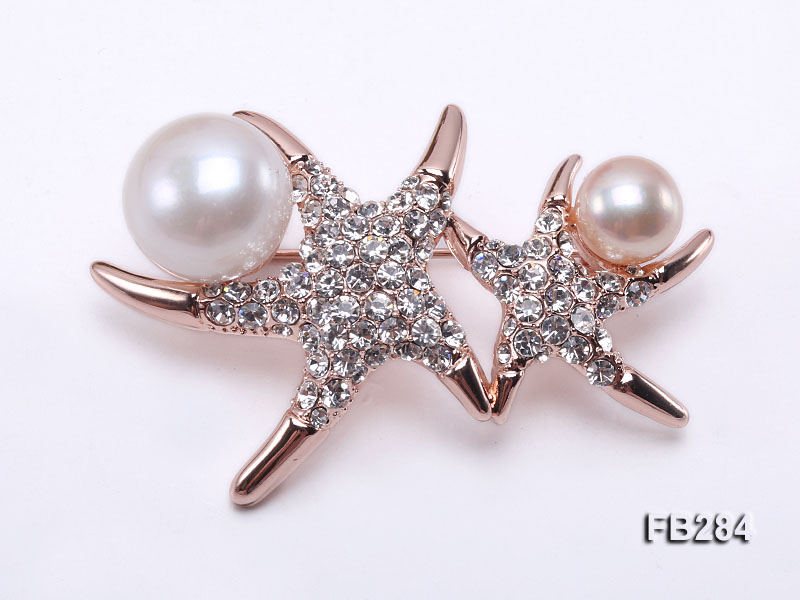8.5mm Pink and 13.5mm White Freshwater Pearl Brooch