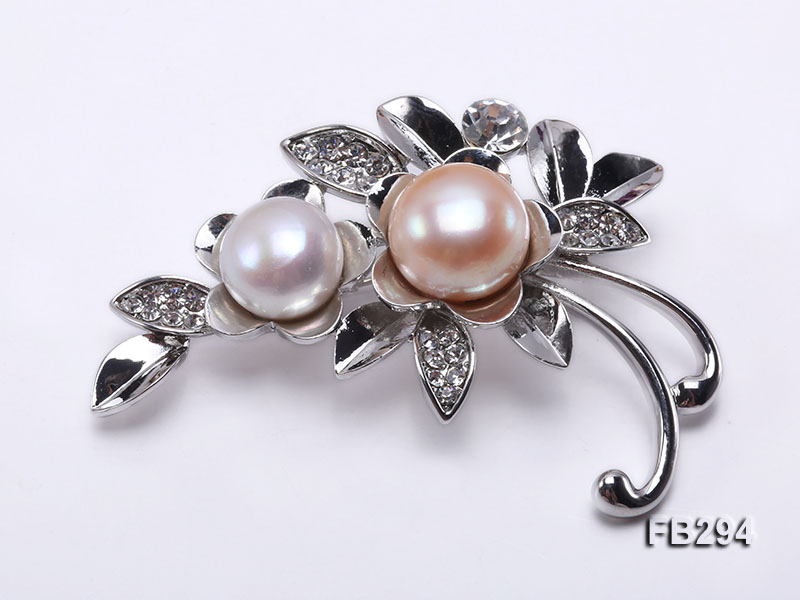 11mm White & 12.5mm Pink Freshwater Pearl Brooch