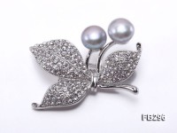 Cherry-style 10.5-11mm Grey Freshwater Pearl Brooch