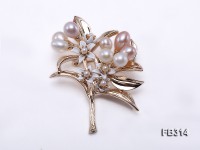 8x7mm Multi-color Oval Freshwater Pearl Brooch