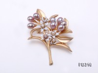 6x7mm Lavender Oval Freshwater Pearl Brooch