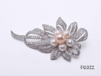 7-9mm White & Pink Freshwater Pearl Brooch