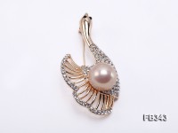 Swan-style 13.5mm Pink Edison Pearl Brooch