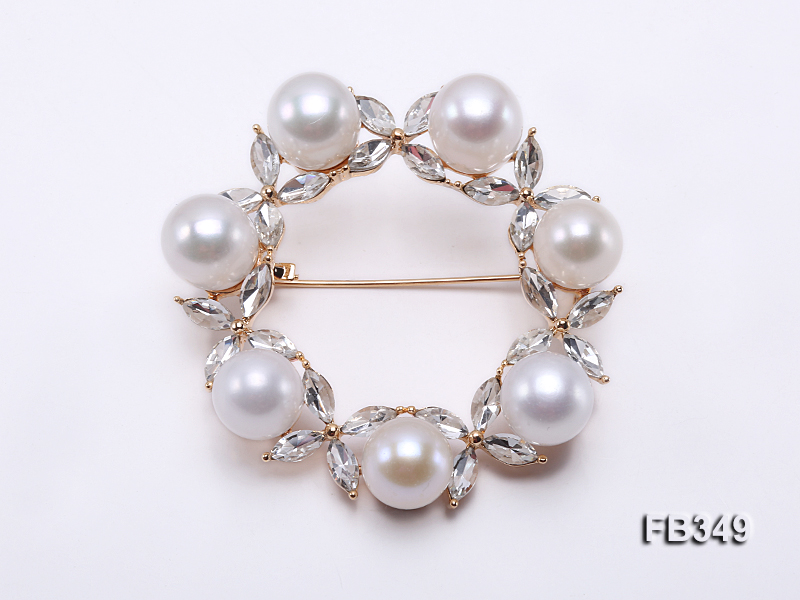 10x13mm White Freshwater Pearl Brooch