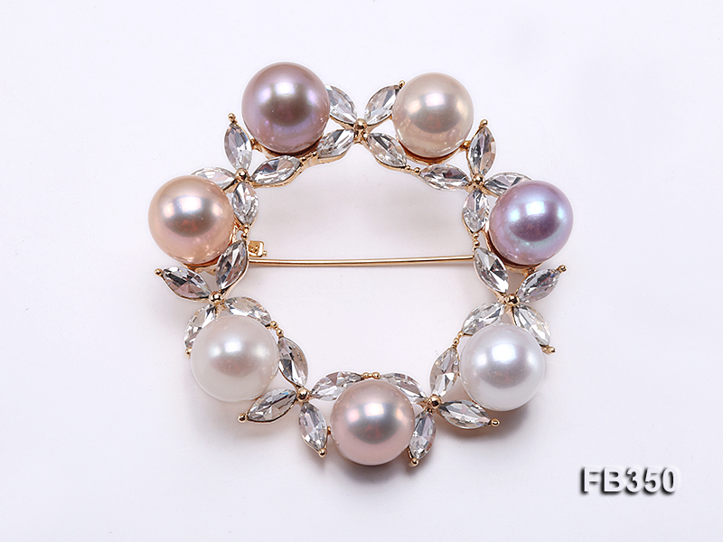 10x13mm Multi-color Freshwater Pearl Brooch