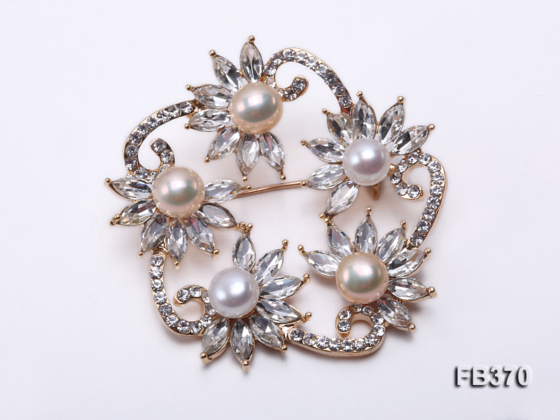 6.5-7mm White & Pink Freshwater Pearl Brooch