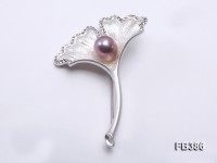 Gingko-style 10x13mm Lavender Freshwater Pearl Brooch
