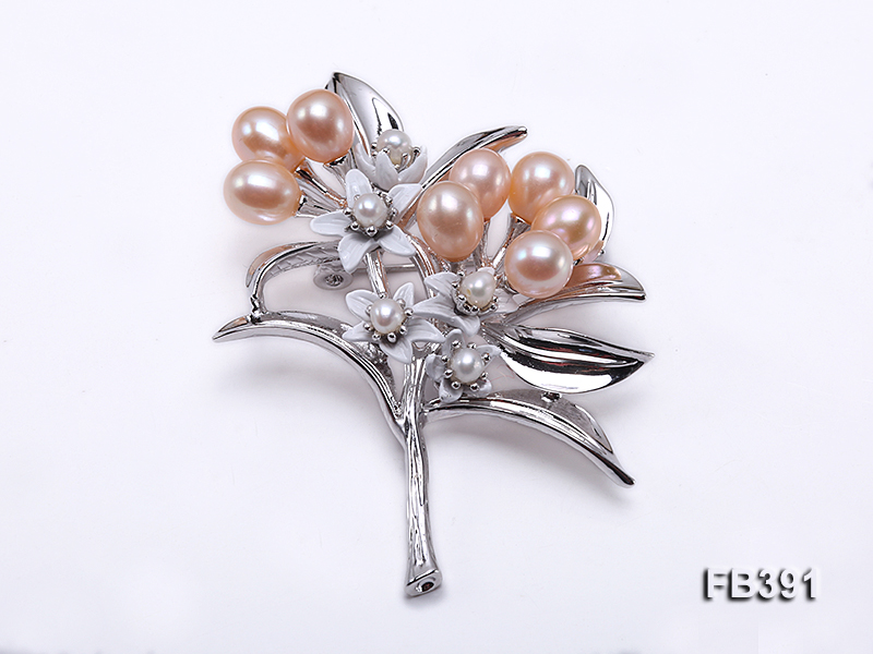 6.5x8mm Pink Freshwater Pearl Brooch