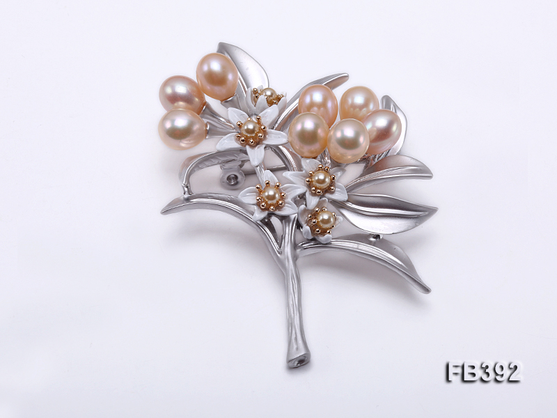 7x8mm Pink Freshwater Pearl Brooch