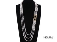 Three-strand 8mm White Round Freshwater Pearl Necklace