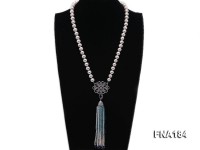 9mm White Round Cultured Freshwater Pearl Tassel Necklace