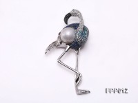 Fine Crane-style White Baroque Pearl Pendant/Brooch