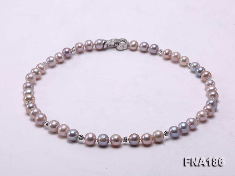 9-9.5mm Pink and Lavender Round Freshwater Pearl Necklace