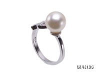 Zodiac-style 9mm Natural White Akoya Saltwater Pearl Ring