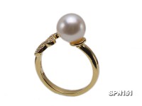 Zodiac-style 9mm White Akoya Saltwater Pearl Ring