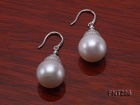 13.5-14.5mm White Round Edison Pearl Pendant and Earrings Set with Silver Chain