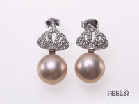 9.5mm Pink Flat Freshwater Pearl Earrings