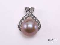 12.5mm Lavender Flat Freshwater Pearl Pendant with a Silver Pendant Bail