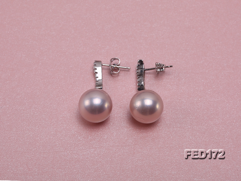 12.5mm Lavender Round Edison Pearl Dangling Earrings