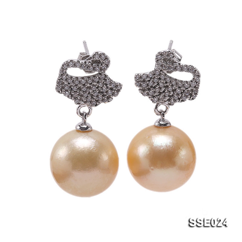 12.2mm Golden South Sea Pearl Earrings