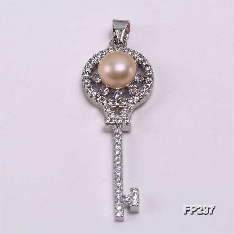 7.5mm Pink Flat Freshwater Pearl Pendant in Sterling Silver
