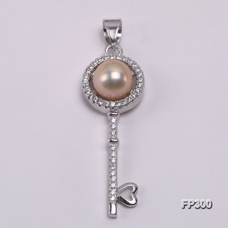 7mm Pink Flat Freshwater Pearl Pendant in Sterling Silver