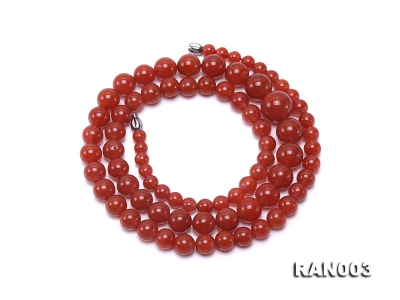 Natural 5.5-13mm Round Nanhong Agate Graduated Necklace
