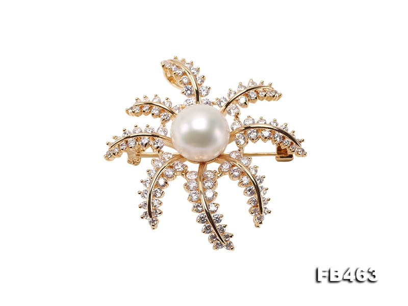 Lustrous 12.5mm White Round Edison Pearl Brooch/Pendant
