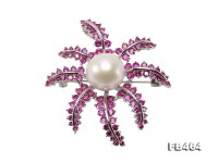 Lustrous 13.5mm White Round Edison Pearl Brooch/Pendant