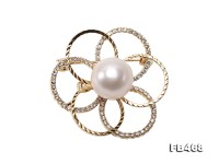 Lustrous 13.5mm White Round Edison Pearl Brooch/Pendant
