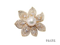 Lustrous 13mm White Round Edison Pearl Brooch
