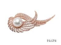 13.5mm White Flatly Round Freshwater Pearl Brooch/Pendant