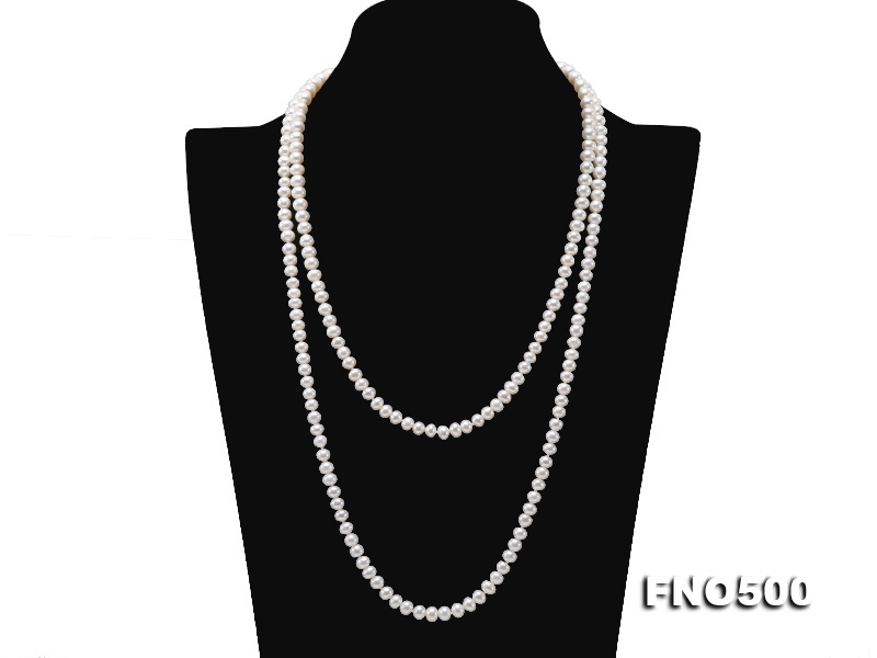 Classical 6-7mm White Pearl Long Necklace