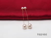 Delicate Top-Grade 6.5mm and 10.5mm Freshwater Pearl Dangle Earring in 18k Gold