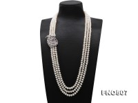 High Grade 7.5-8.5mm Three-Strand Freshwater Pearl Opera Necklace