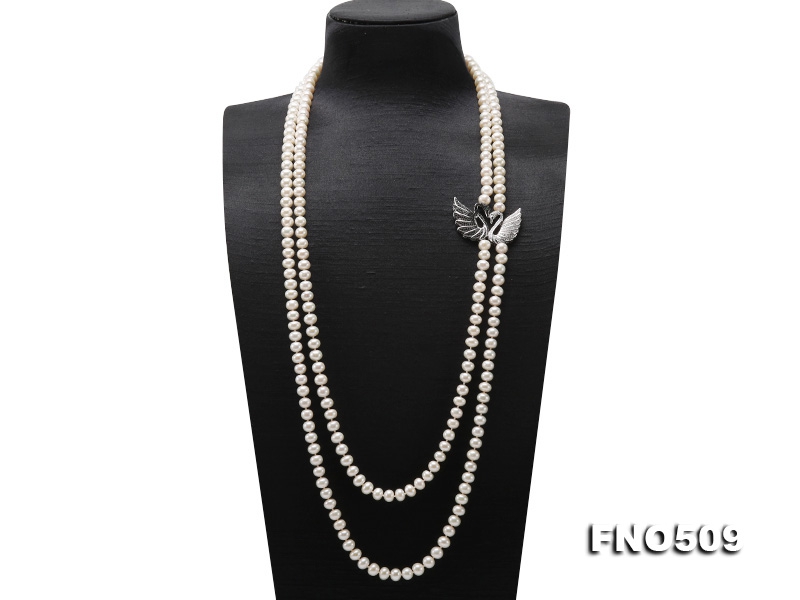 High Grade 8-8.5mm Two-Strand Freshwater Pearl Opera Necklace