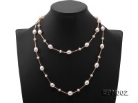 Elegant8.5×11-9×11.5mm Oval White Freshwater Pearl Necklace in Sterling Silver