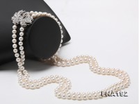 Classical 8.5-9.5mm Two-strand White Pearl Opera Necklace