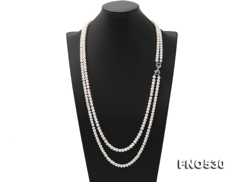 High Grade 6.5-7.5mm Two-Strand Freshwater Pearl Opera Necklace