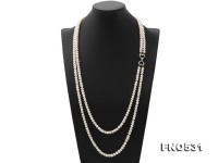 Double-strand 6.5-8mm White Flatly Round Freshwater Pearl Necklace