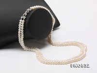 Double-strand 7-7.5mm White Flatly Round Freshwater Pearl Necklace