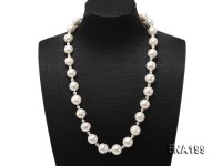 12-14mm White Round Edison Pearl Necklace with Czech Zircons