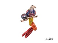 Exquisite 13.5mm Colorful Parrot Pearl Brooch