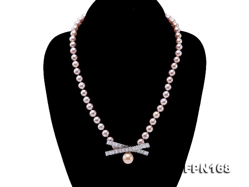 Classical 7-7.57.5-8.5mm Lavender Pearl Necklace
