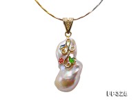 21x40mm Baroque Freshwater Pearl Pendant in 925 Sterling Silver