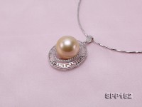 Luxurious 15mm Golden South Sea Pearl Pendant in 14k Gold
