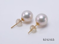 Elegant 9.5mm High-grade White Akoya Pearl Studs in 18k Gold