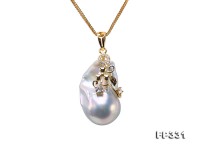 18x30mm Baroque Freshwater Pearl Pendant in 925 Sterling Silver