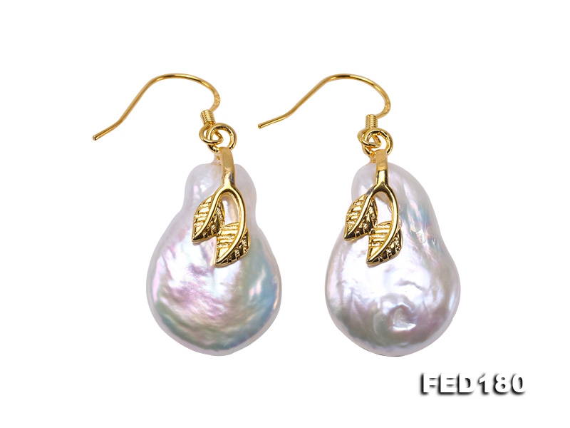 Unique 16.5x25mm Baroque Freshwater Pearl Earrings in 925 Sterling Silver