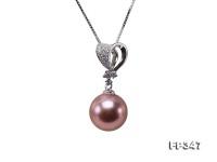 11.5mm Perfectly Round Rich Lavender Edison Pearl Pendant